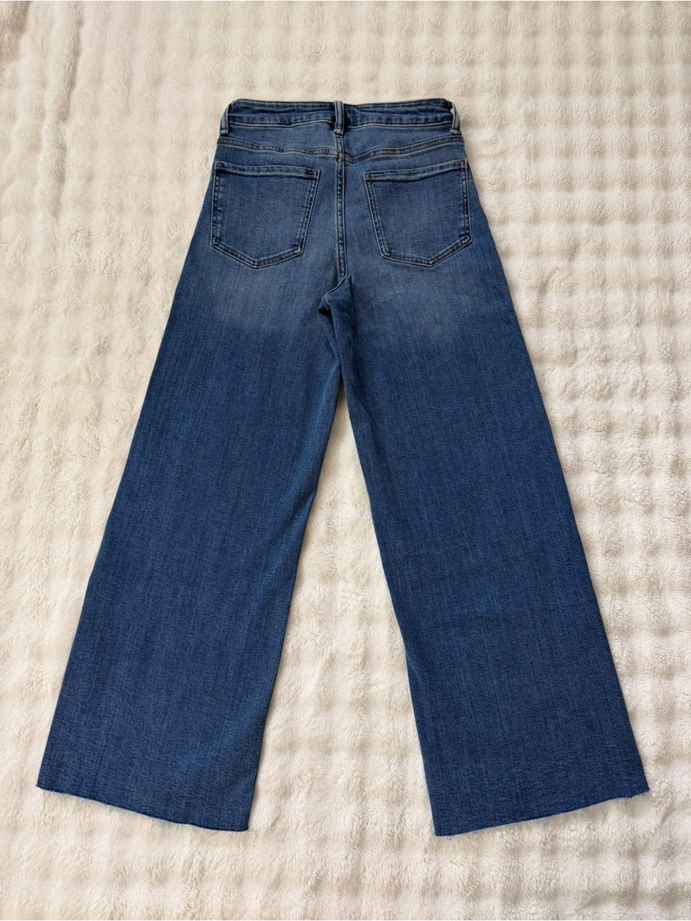NWT Quince Bella Stretch High Rise Wide-Leg Raw Hem Jeans Twilight Blue Size 27 - Picture 7 of 15